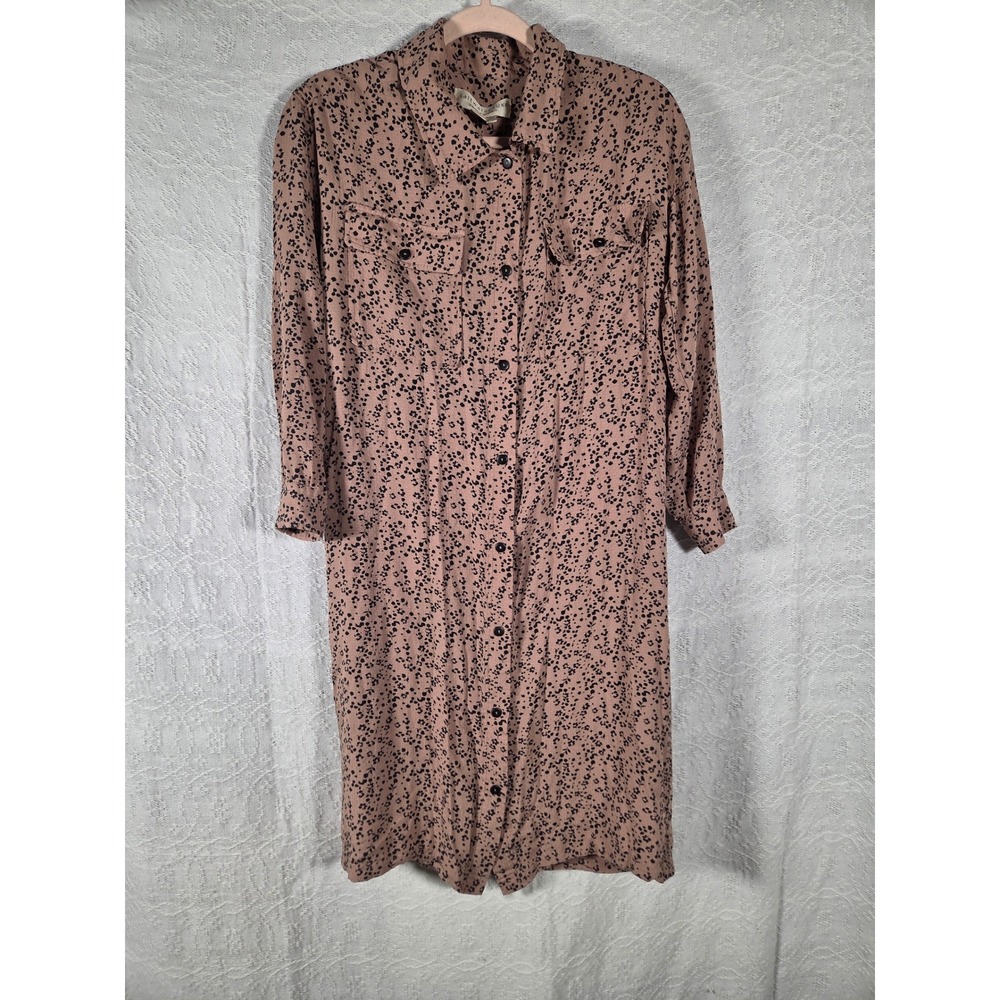 Saltwater Luxe Fawn Floral Button Front Shirt Tunic Dress XS Flowy Festival Boho